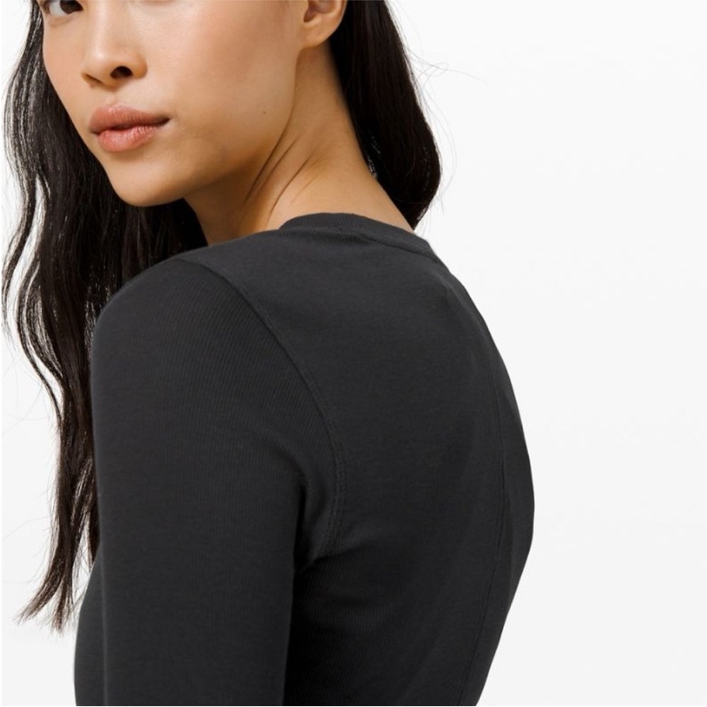 Lululemon Black LA Better Best Long Sleeve Crop Cropped Keyhole Cut Out Size 10 - Picture 5 of 16